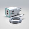 Visutra 67W Fast Charger USB-C Charging Adapter - Quick Charge 4.0 Power Delivery PD Charger with Cable for Redmi Note, Poco, Mi Phone Series (White) - Image 3